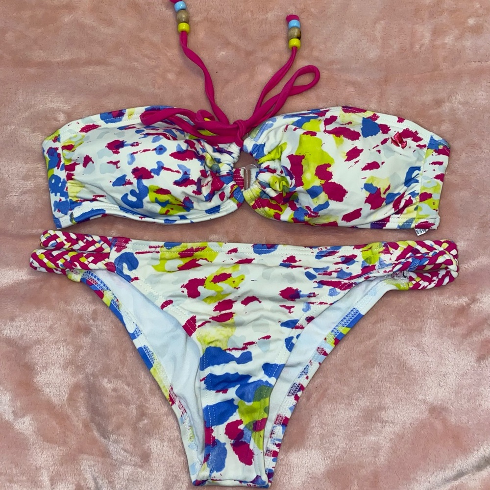 Reef Pink and Yellow Bikini Swimwear - Size Small